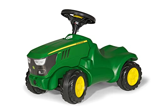 Rolly Toys 132072 Traktor Minitrac John Deere 6150R, Babyrutscher, Motorhaube öffenbar, Ablagefach unter Motorhaube, Lenkrad mit Hupe (für Kinder ab 1,5 Jahren, Farbe: Grün) von Rolly Toys