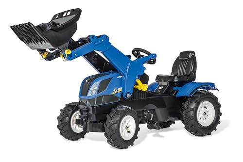 rollytoys New Holland Rolly Toys rollyTrac Trettraktor (für Kinder von 3-8 Jahre, Luftbereifung, Verstellbarer Sitz, Farbe blau/schwarz) 611270, 142 x 81 x 53 cm von rollytoys