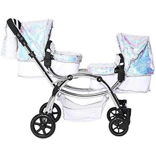 Roma Amy Childs Polly Sparkle Doppel-Puppenwagen 2-in-1 Kinderwagen & Babytragetasche – Meerjungfrau 3–16 Jahre von Roma