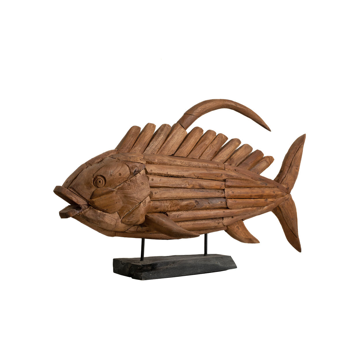 Deko-Figur Romimex natürlich Holz Fisch 80 x 50 x 20 cm von Romimex