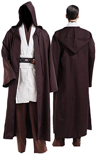 Rongxu Herren-Tunika-Bademantel, Cosplay-Kostüm, Erwachsenen-Tunika, Kapuzenmantel, komplettes Set, Halloween-Kostüm, US-Größe, Weiß (komplettes Set), 3XL von Rongxu