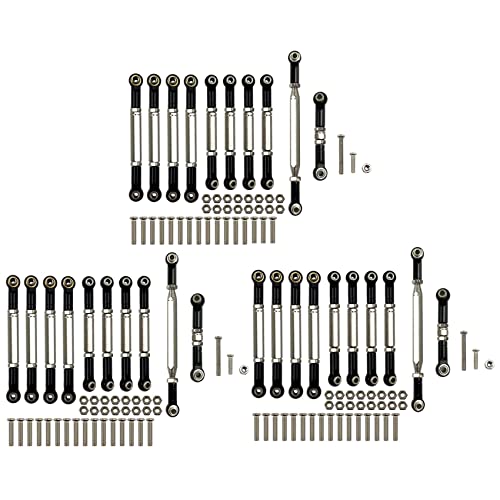 Ronlok 3 Satz für MN D90 D91 D96 D99S MN99S MN90 1/12 RC Auto Upgrade Zubehör Metall Zugstange Lenk Stange Satz Teile, Schwarz von Ronlok