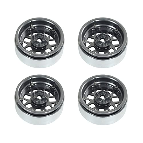 Ronlok 4X 2,2 Beadlock Felgen Aus Metall für 1/10 Axial Wraith SCX10 TRX4-4 RC Rock Crawler Auto Schwarz von Ronlok