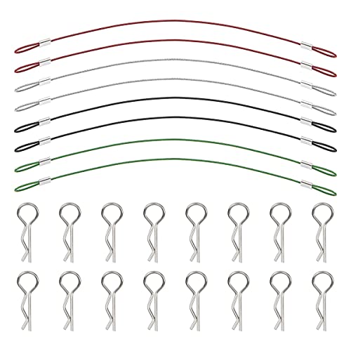 Ronlok Metallclip, R-Typ-Stiftstange, mit Stahl-Anti-Loss-Seil, RC-Schalenklemme, Kompatibel mit 1/8 1/10 Arrma Axial Redcat von Ronlok