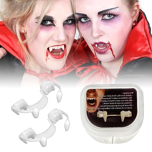 2 Paar Vampir Zähne, Einziehbare Vampirzähne zum Aufstecken, Vampire ZäHne Zum Ausfahren, Wiederverwendba Retractable Vampire Fangs für Cosplay Party Requisiten Halloween Party VampirzäHne von Ronronner