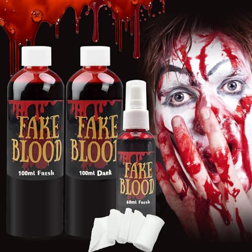 Halloween Kunstblut Set,Kunstblut Für Haut,Halloween Horror Makeup SFX Schminke,Halloween Make Up Set,Halloween Schminke, Halloween Kunstblut Make Up,Scar Blut Wachs,Kunstblut,Spachtel Werkzeug 4 Kit von Ronronner