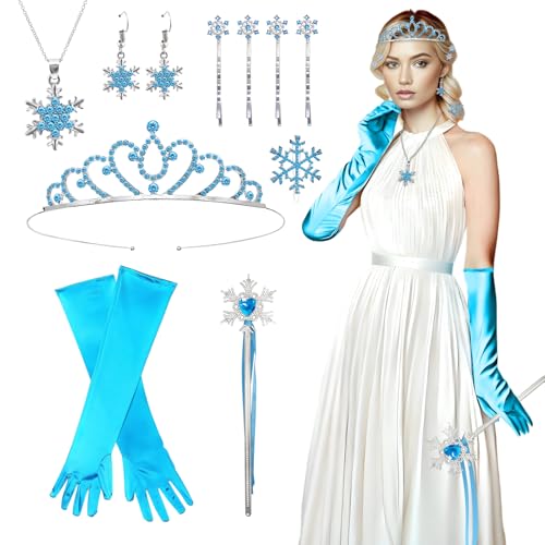 Ronronner Prinzessin Kostüm Zubehör Set Mit 11 Teilen, Dress up Zubehör Mädchen, Mädchen Dress up Zubehör mit Krone, Halskette, Handschuhe, Zauberstab, Armbänder und Ohrringe Schmuck Set von Ronronner