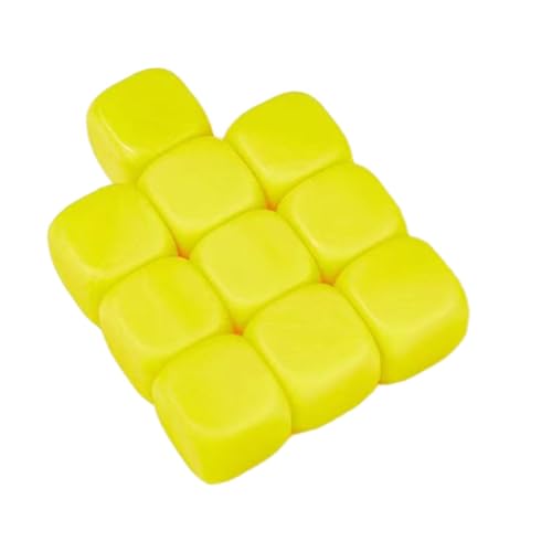 Ronyme 10x 16mm Blankowürfel, abgerundete blanke sechsseitige Würfel für Brettspiele, individuelle Anfertigung, Mathe-Zählunterricht, Gelb von Ronyme