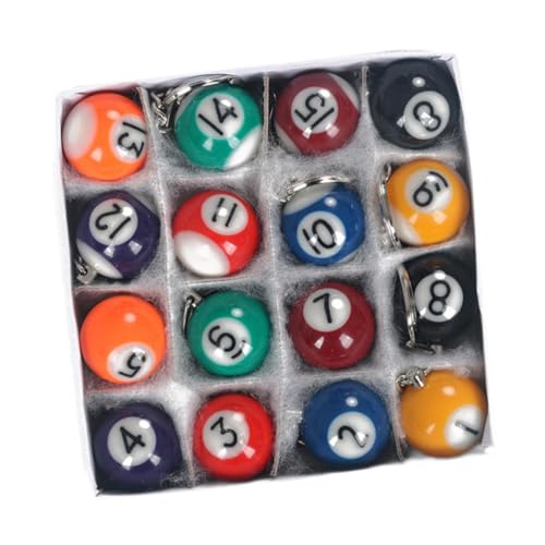 Ronyme 16x Pool Ball Schlüsselanhänger Schlüsselanhänger Handtasche Zubehör Party Geschenk Geschenk Neuheit Dekoration Tasche Charme Tasche Anhänger, Bunt von Ronyme