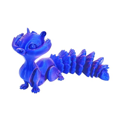 Ronyme 3D-gedrucktes Eichhörnchen mit langem Schwanz, 3D-gedruckte Skulptur, entzückende, Flexible Gelenke, Sammlerstatue für das Schlafzimmer, LILA von Ronyme