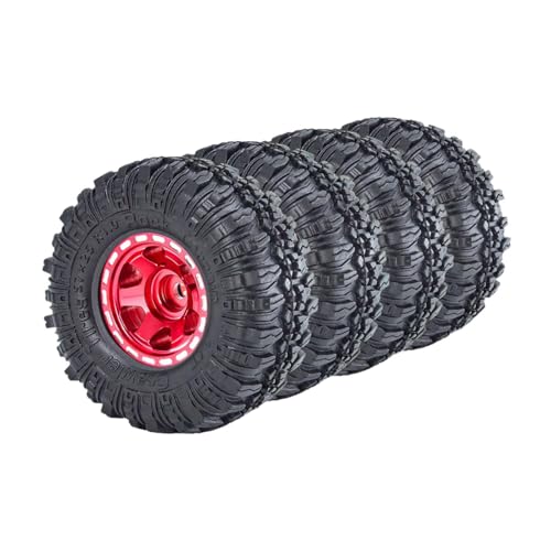 Ronyme 4X 1,0 Zoll Radreifensatz, Ersatzteile, Simulation Ersatz RC Crawler Autoreifen für FMS24 1:24 RC Crawler Autozubehör, Rot von Ronyme