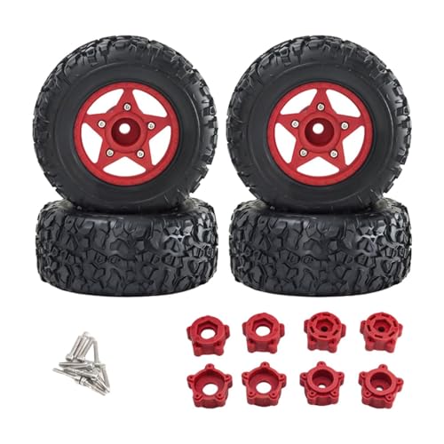 Ronyme 4X RC Räder und Reifen RC Reifen und Felgen Ersetzen RC Crawler Auto Reifen für 1/10 und 1/8 RC Auto, Rot von Ronyme