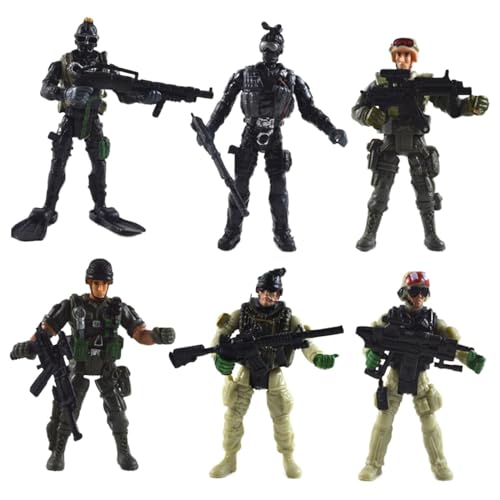 Ronyme 6X Actionfiguren Realistische Rollenspiele Männer Figuren Spielset Spielzeug Armee Männer Set für Puppenhaus Dekoration Gebäude Modellbausätze von Ronyme