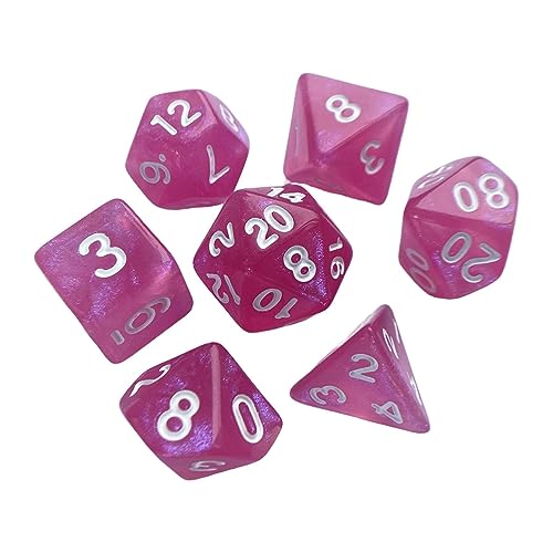 Ronyme 7 Stück mehrseitige Würfel, Spielwürfel, Partygeschenke D4-d20 Spielwürfel Acrylwürfel, polyedrische Würfel, für Tischspiel, Brettspiel, Partyspiel, ROSA von Ronyme