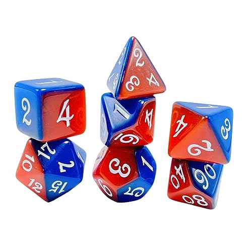 Ronyme 7-teiliges Spielwürfel-Set, Würfelset, Partygeschenke, Acryl D20 D12 D10 D8 D6 D4 Unterhaltungsspielzeug, mehrseitige Spielwürfel für, rot blau von Ronyme