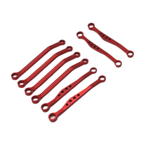 Ronyme 8-teiliges Metall-Chassis-Verbindungsstangen-Zugstangen-Set, Stangenverbindungs-Aufhängungsgestänge-Kit für -Trucks, ROT von Ronyme