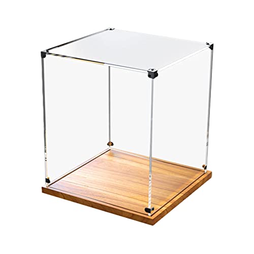 Ronyme Acryl Vitrine mit Holzsockel Mehrzweck Vitrine für Puppenschlafzimmer Modell, 20 cm x 20 cm x 20 cm von Ronyme