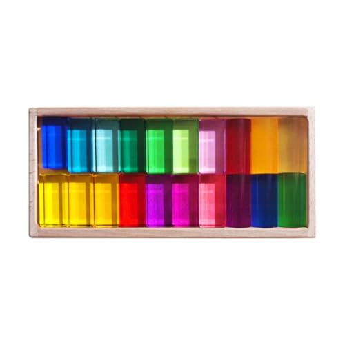 Ronyme Bausteine Regenbogen-Baustein-Set, glattes, transparentes Erscheinungsbild, Stapelspiel, Acrylwürfel-Stapelspielzeug für Jungen, A von Ronyme