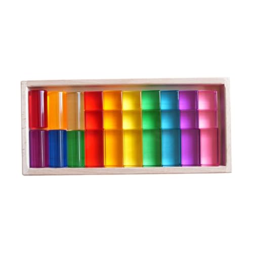 Ronyme Bausteine Regenbogen-Baustein-Set, glattes, transparentes Erscheinungsbild, Stapelspiel, Acrylwürfel-Stapelspielzeug für Jungen, B von Ronyme