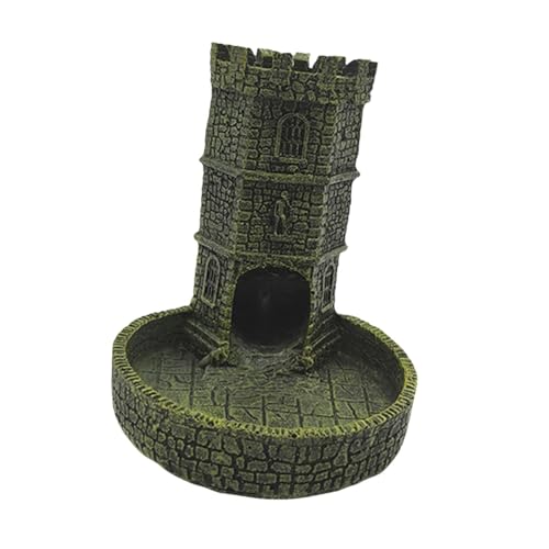 Ronyme Burg-Würfelturm mit Tablett-Zubehör für Brettspiele, Aufbewahrungs-Desktop-Ornament, Würfeltablett, Würfelrollturm als Gamer-Geschenk, Gelbgrün von Ronyme