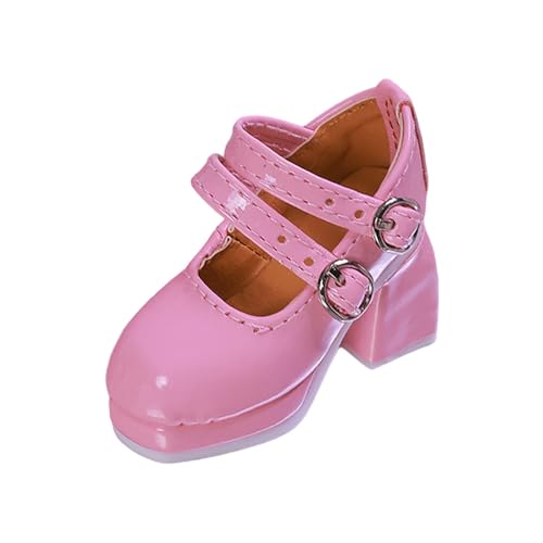 Ronyme Damenschuhe im Maßstab 1/4, Mini-Puppe, Anziehpuppenzubehör, quadratische, kreativ, Retro, stabiles Modell, stilvoll, Rosa von Ronyme