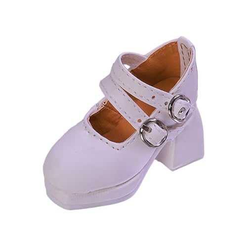 Ronyme Damenschuhe im Maßstab 1/4, Mini-Puppe, Anziehpuppenzubehör, quadratische, kreativ, Retro, stabiles Modell, stilvoll, Weiß von Ronyme