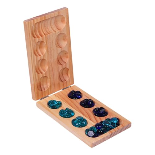 Ronyme Faltbares Mancala-Brettspiel aus Holz, Mancala-Brettspiel, ab 7 Jahren, mehrfarbige Perlen, klassische für Partys, Familienreisen von Ronyme