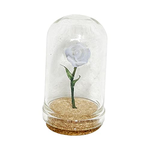 Ronyme Puppenhaus Topfpflanzen Puppenhaus Blumen Puppenhaus Simulation Rose Puppenhaus Topfblumen Modell für 1/6 1/12 Miniatur Landschaft Geschenk Dekor, Weiss von Ronyme