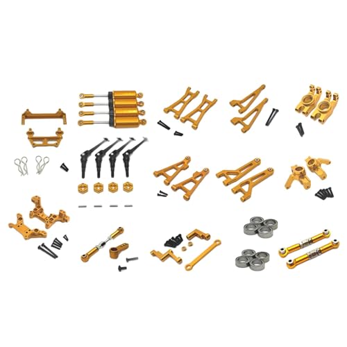 Ronyme RC-Auto-Upgrade-Teilesatz, Lenkbecher-Teilesatz, RC-Modellfahrzeueile, RC-Vorder-Hinterrad-Schwinge für 1/16 Hobby 16210, Gold von Ronyme