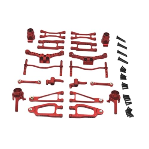 Ronyme RC Vorne Hinten Schaukel Arm Upgrade Metall Oberen Unteren Arm Lenkung Cup Teile Set für 18101 1/18 Zubehör DIY, Rot von Ronyme