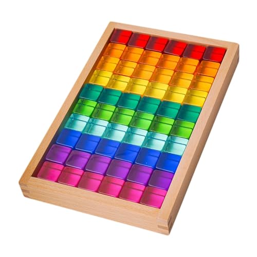 Ronyme Regenbogen-Baustein-Set, Baustein-Set für Kinder, Montessori-Spielzeug, glatt, Regenbogen-Acryl-Würfel für Kleinkinder, Weihnachten von Ronyme