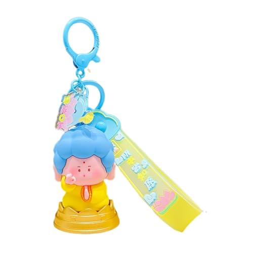 Ronyme Schlüsselanhänger, Mini-buddhistische Figur, Sammlerstück, Spielzeug, Tasche, Anhänger, Puppe, Cartoon-Puppe für Partygeschenke, Zubehör, Geschenk für, BLAU von Ronyme