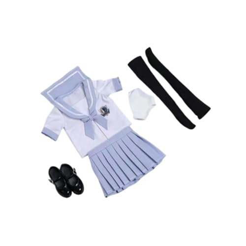 Ronyme Schuluniform-Kostüm für Puppen im Maßstab 1/6, kurzärmliges Oberteil-Set, stilvolle Actionfigur-Kleidung für 12-Zoll-weibliche Figuren, Hellblau von Ronyme