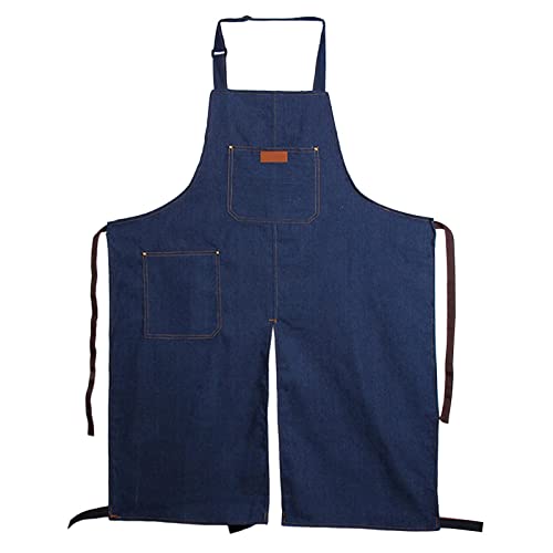 Ronyme Simple Pottery Denim Schürze mit Geteiltem Bein, Verstellbarer Halsschwitz Ronyme Simple Pottery Denim Schürze mit Geteiltem Bein, Verstellbarer Halsschwitz von Ronyme