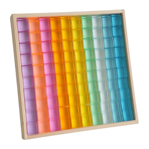 Ronyme Stapelspiel Regenbogen Acryl Edelsteinwürfel, Regenbogen-GEM-Würfel Bausteine, Glatt Stapelspiel Würfelblöcke Bausteine-Set für Kinder,100 Stück von Ronyme