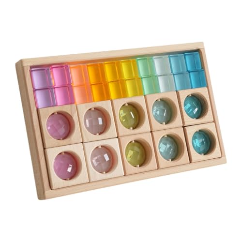 Ronyme Stapelspiel Regenbogen Acryl Edelsteinwürfel, Regenbogen-GEM-Würfel Bausteine, Glatt Stapelspiel Würfelblöcke Bausteine-Set für Kinder,Doppelte von Ronyme