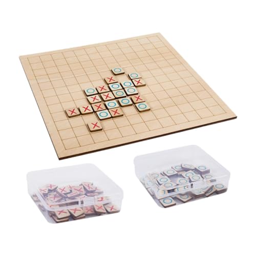 Ronyme Tic Tac Toe-Spiel, Brettspiele aus Holz, Lernspielzeug, Geschenktütenfüller, Puzzlespiel für Kinder, Fünf in einer Reihe-Spiel für Familien von Ronyme