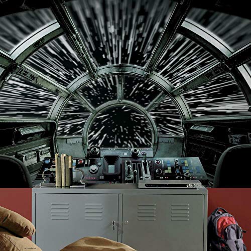 RoomMates RMK11458M Star Wars Millennium Falcon Tapete zum Abziehen und Aufkleben, 3,2 x 1,8 m, Original von RoomMates