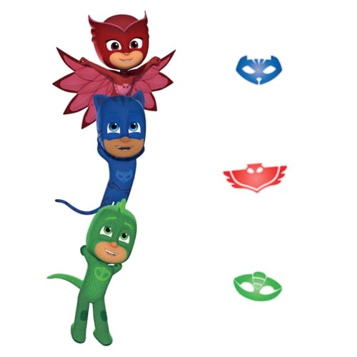 RoomMates RMK3940GM PJ Masks Superhelden Wandaufkleber zum Abziehen und Aufkleben, Rot, Blau, Grün von RoomMates