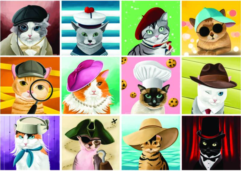 Roovi Cats with Hats 1000 Teile Puzzle Roovi-79459 von Roovi