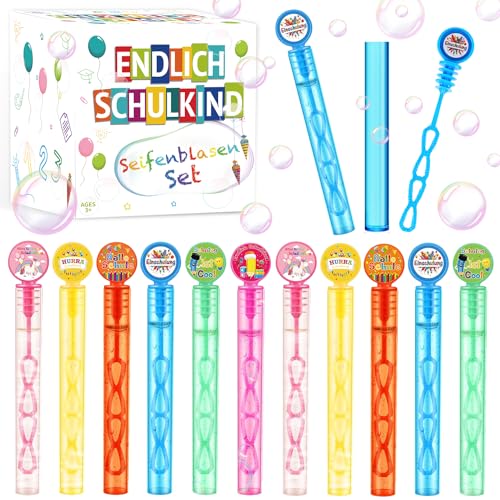 Rorchio Einschulung Deko Mädchen Junge, Schulanfang Geschenken Schultüte Füllung Inhat mit 30 Stück Mini Seifenblasen Einschulung Party Deko von Rorchio