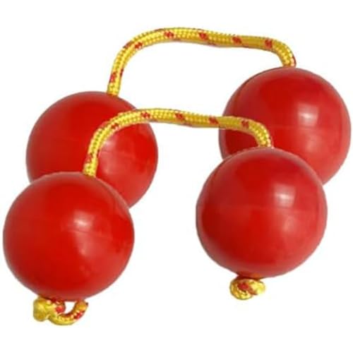 Rordigo 2 Paar Rhythmusball-Set Aslatua Shaker Instrument Rassel-Set für Kinder und Erwachsene, Hochzeiten, Partys, Musikunterricht, Rot von Rordigo