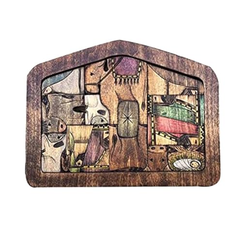 Rordigo Krippenpuzzle aus Holz Jesus mit Design aus verbranntem Holz, für Erwachsene und Kinder, klein von Rordigo