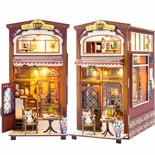 Roroom DIY Book Nook Kit, DIY Dollhouse Booknook Bookshelf Insert Decor Alley, with Music Box 3D Wooden Puzzle with Touch Lamp Book Nook Bookshelf Insert Wood Bookend Model Building (M2411) von Roroom