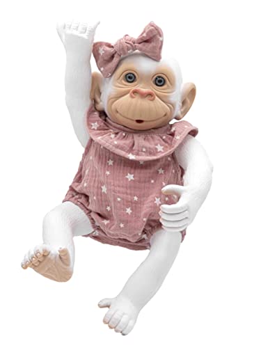 ROSATOYS Gorilla Reborn Schimpanze Jumpsuit 40 cm/Albino Schneeflocke/Kleid von Rosa Toys