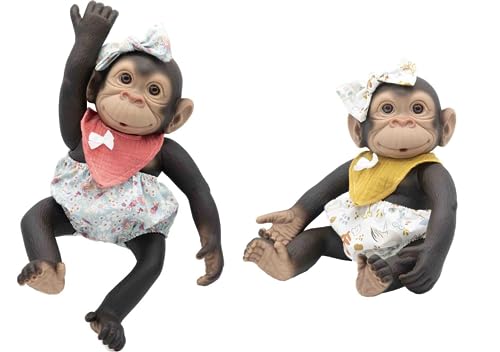 ROSATOYS Schimpance-Jumpsuit Gorilla Baby Reborn 40 cm Pololo und Lätzchen/Geschenketui. von ROSATOYS