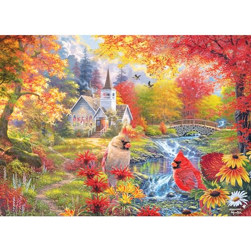 RoseArt - Abraham Hunter Korkpuzzle - Abgeschiedene Kirche im Herbst - 1000 Teile Erwachsenenpuzzle von Rose Art