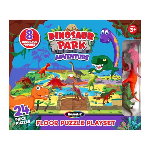 RoseArt Kinder-Bodenpuzzle-Spielset – Dinosaurier-Park-Abenteuer – 24-teiliges Puzzle von Rose Art