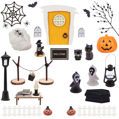 Halloween Puppenhaus Dekoration 38 Stück Wichtel Zubehör Halloween Puppenhaus Zubehör Miniatur Holz Wichteltür Set Skelette Spinnen Fledermäuse Kürbis-Elfe Geist Halloween Party Dekoration Halloween Puppenhaus Dekoration 38 Stück Wichtel Zubehör Halloween Puppenhaus Zubehör Miniatur Holz Wichteltür Set Skelette Spinnen Fledermäuse Kürbis-Elfe Geist Halloween Party Dekoration von Rosedreamer