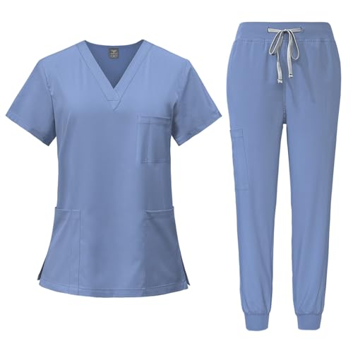 Kostüm Set Krankenschwester Medizinische Uniform Damen Schlupfhose Damen Kurzgröße Arbeitshose Damen Stretch Schürze Krankenschwester Schlupfhosen Für Damen Arbeitshose Damen Kurz Anzug Damen von Rosennie